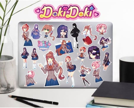 Doki Doki Literature Club! Defter Suluk Laptop Notebook Tablet Telefon Kılıf Sticker Seti