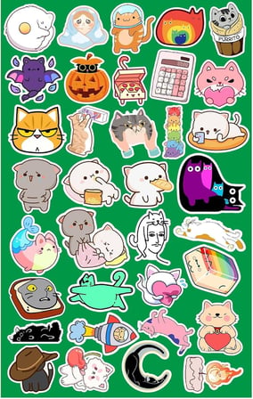 Komik Cats Seri 3 Sticker Telefon Laptop Notebook Tablet Defter Matara Stiker Etiket