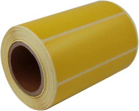 Sarı Zemin Baskılı Kuşe Etiket 100mm x 30mm Ruloda 500 Adet 40mm Kuka Çapında Barkod Yazıcı Etiketi