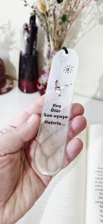 Kitap Ayracı, Şiir Temalı, Siyah Püsküllü, Şeffaf Reçine