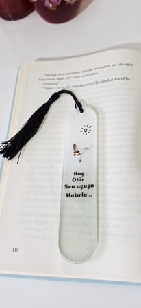 Kitap Ayracı, Şiir Temalı, Siyah Püsküllü, Şeffaf Reçine