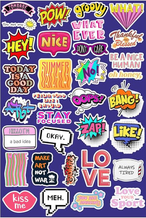 Funny Eğlenceli Ifadeler Seri 4 Sticker Telefon Laptop Notebook Tablet Defter Matara Stiker Etiket