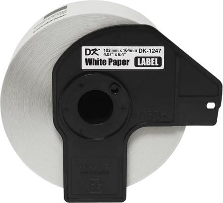 QL Etiket Yazıcıları için Orijinal DK-1247 Kalıp Kesim Büyük Kargo Beyaz Kağıt Etiketler - Rulo başına 180 Etiket 4,07 inç x 6,4 inç (103 mm x 164 mm)