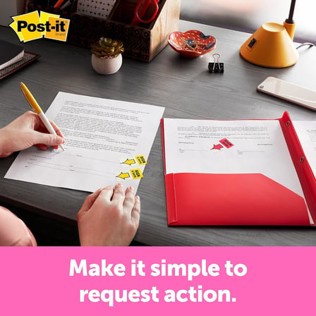 Post-it Mesaj "Sign Here" Bayrakları Değer Paketi, 50/Dispenser, 12 Dispenser/Paket, 1" Geniş, Sarı (680-SH12)
