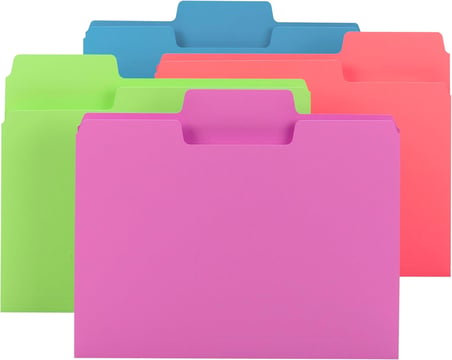 SuperTab Dosya Klasörü, Büyük Boy 1/3 Kesim Tab, Mektup Boyutu, Çeşitli Parlak Renkler, Paket başına 24 (11957)