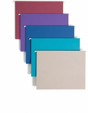 4 x askılı file Folder with Tab, 1/5-Cut Adjustable Tab, Letter size, çeşitli Jewel Tone Colors, 25 Box (64056) by
