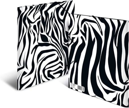 19687 Dosya Dosyası DIN A4 Hayvan Baskılı Zebra 3'lü Set, Sağlam Karton, Baskılı İç Kapak ve Lastik Bantlı Düzenleme Dosyası Çocuklar, Erkek ve Kız Çocukları için Evrak Dosyası