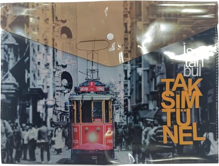 NPratik Vintage Tasarım Çıtçıtlı Dosya Dekoratif Retro Baskılı Sağlam A4 Boyut (İstanbul)