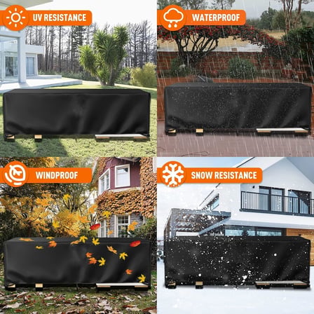 Bahçe mobilyası örtüsü, bahçe mobilyası brandası, su geçirmez, rüzgar geçirmez, UV dayanıklı, bahçe mobilyası örtüsü, Bahçe Mobilya Brandası Masa Sandalye Koruma Örtüsü (SIYAH, (260*160*80))