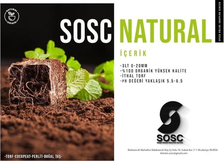 SOSC Professional Premium İthal Torf, pH 5.5-6.5, PG Mix Gübreli ve Islatıcı Ajan Katkılı Bitki Yetiştirme Ortamı, 0-20 mm, 3 Lt