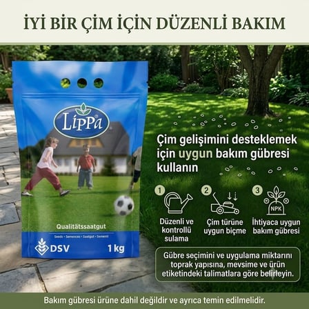 Lippa Pro Shadow 5S Gölge Alan Çim Tohumu, Ağaç Altı ve Yarı Gölge İçin 5 Bileşenli Karışım, 1 kg
