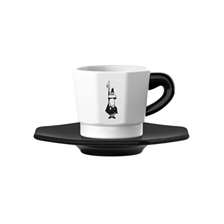 Bialetti Set 4'lü Face Porselen Siyah Beyaz Fincan Seti