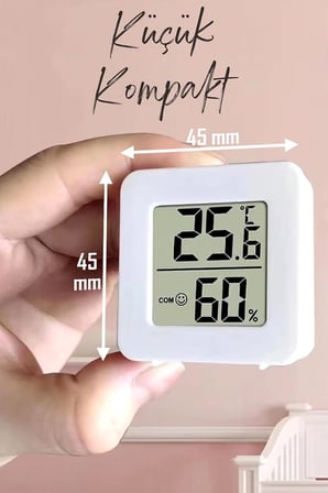 4 Adet Mini Sıcaklık Nem Ölçer LCD Ekran Oda Termometre Duvara Takılabilen Masaüstü Higrometre Beyaz