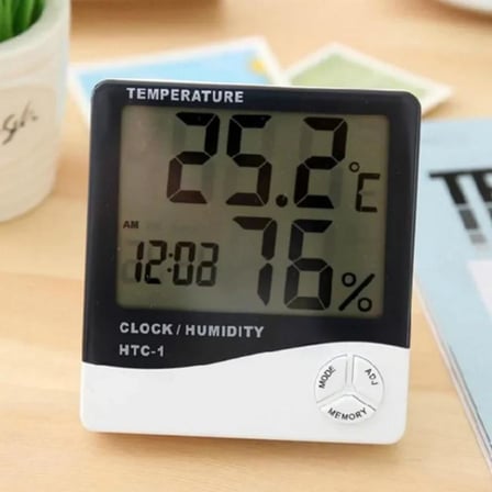 İç Mekan Higrometre (Nem Ölçer) ve Termometre, Büyük Ekran, Masa Ayaklı, Asmalı, Mıknatıslı, Elektronik Sıcaklık ve Nem Ölçer