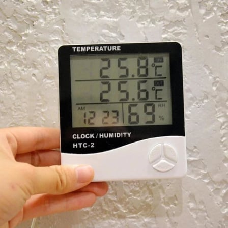 İç Mekan Higrometre (Nem Ölçer) ve Termometre, Büyük Ekran, Masa Ayaklı, Asmalı, Mıknatıslı, Elektronik Sıcaklık ve Nem Ölçer