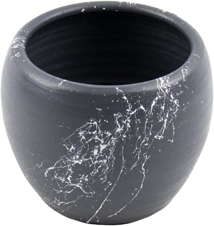 MERMER EFEKTLİ GRİ ÜZERİ BEYAZ TOPRAK SAKSI -15 CM