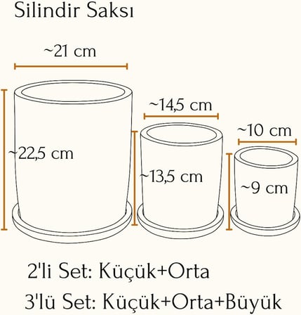 Terracotta Silindir Saksı+Tabak • Pembenin Tonları (Küçük)