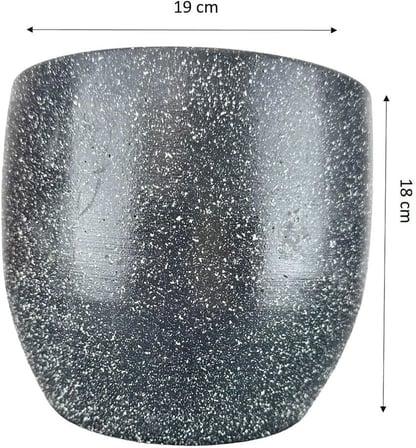 Bitki Tasarımı Ev Dekorasyon Aksesuar Gri Granit Toprak Saksı Saksılık Salon Çiçeklik - 19 CM