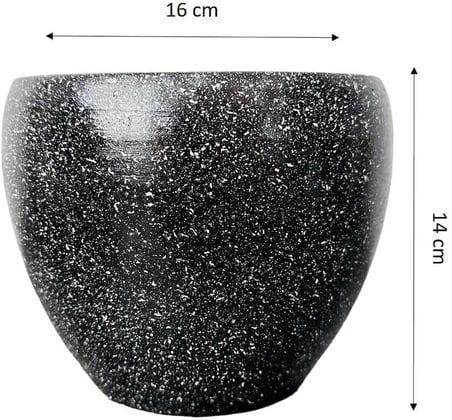 Bitki Tasarımı Ev Dekorasyon Siyah Granit Toprak Saksı Saksılık Salon Çiçeklik - 15 CM
