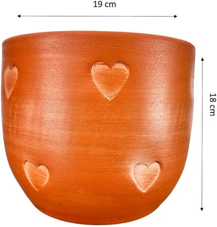 Bitki Tasarımı Ev Dekorasyon Aksesuar Kalp Desenli Toprak Saksı Saksılık Salon Çiçeklik - 19 CM