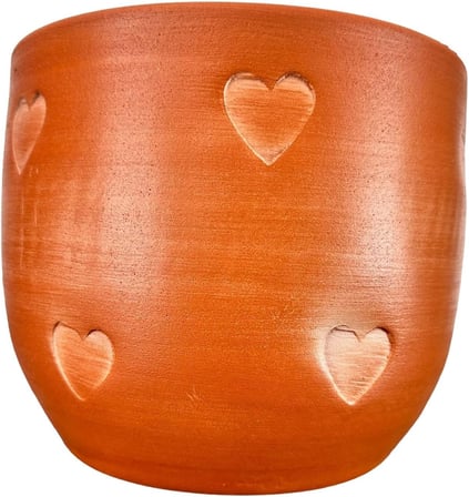 Bitki Tasarımı Ev Dekorasyon Aksesuar Kalp Desenli Toprak Saksı Saksılık Salon Çiçeklik - 19 CM