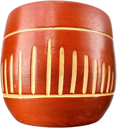 Bitki Tasarımı Ev Dekorasyon Aksesuar Dik Çizgi Desenli Toprak Saksı Saksılık Salon Çiçeklik - 19 CM