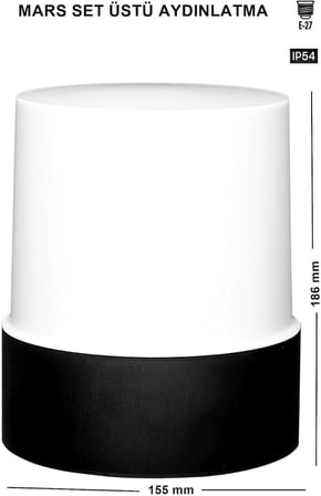 Mars Set Üstü Bahçe Lambası - Bahçe Tavan Lambası Zita Bahçe Aydınlatması 19 Cm Ip54 220v (UG-ZT-0280)