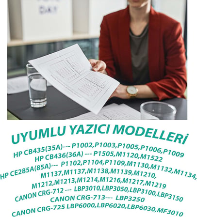 HP 85A CE285A ve Canon CRG-725 Uyumlu Muadil Toner - HP LaserJet P1102 P1102w M1132 M1212nf M1217nfw Canon LBP6000 (1.600 Sayfa)