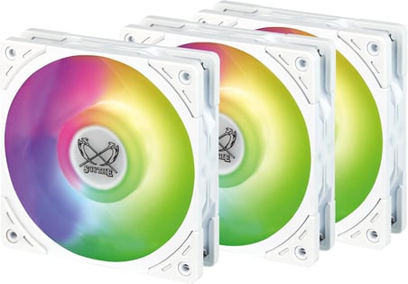 Wonder Tornado 120mm ARGB Beyaz Kasa Fanı 3'lü Paket, 26mm Kalınlık, 2500 RPM, FDB Rulman, Titreşim Önleyici Tasarım, 3-Pin ARGB, 120.000 Saat Ömür, PC ve Sıvı Soğutma Uyumlu