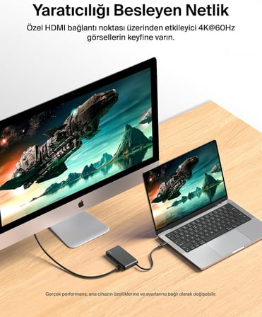 USB-C Hub, 5 Portlu Hub, 4K HDMI Görüntüleme, 60Hz, 100W Güç Dağıtımı, 10 Gbps Hızlı Veri Aktarımı, USB-C Çoklu Bağlantı Noktalı Adaptör, MacBook, iPad Pro, Chromebook ve Dahası ile Uyumlu