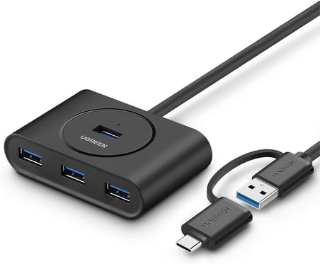 USB A/USB C to 4 Port USB 3.0 Hub Çoklayıcı Siyah 1 Metre