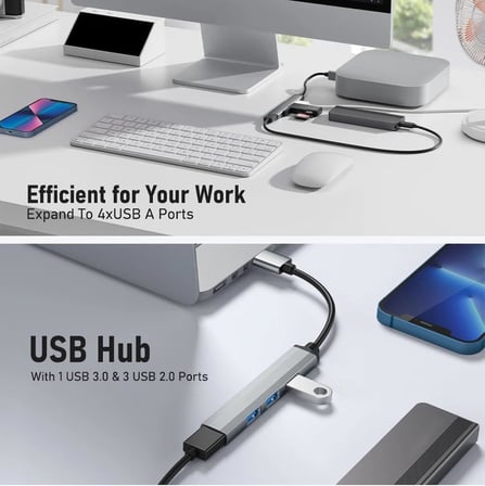 2 In 1 Adaptör 4 Port Type C USB 3.0 Hub For Mac Book Pro Air Otg USB 3.0 Adapter Type-C Çevirici USB Hub - (SW-HUB1)