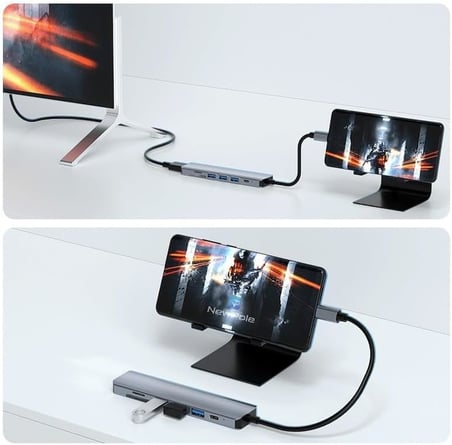Type C Hub (7 Port), 100W PD Şarj ve Veri Transfer Type-C Port 4K 30HZ veya 1080P 60HZ HDMI, 1 Adet USB 3.0 Port 2 Adet 2.0 Port, MiroSD ve SD Kart Okuyucu MacBook Pro/Air vb. Uyumlu