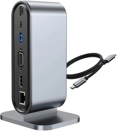 USB C to HDTV + VGA + 7 Ports HUB + SD/TF Readcarder SB C Hub Dizüstü Bilgisayar Bağlantı İstasyonu, VGA ile 12'si 1 Arada Dock, HDMI 4K, 100Mbps Ethernet, 3 x USB-A 3.0 ve 100W USB- ZR773