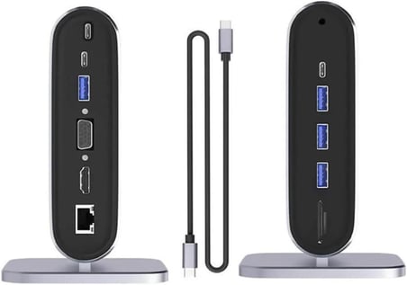 USB C to HDTV + VGA + 7 Ports HUB + SD/TF Readcarder SB C Hub Dizüstü Bilgisayar Bağlantı İstasyonu, VGA ile 12'si 1 Arada Dock, HDMI 4K, 100Mbps Ethernet, 3 x USB-A 3.0 ve 100W USB- ZR773
