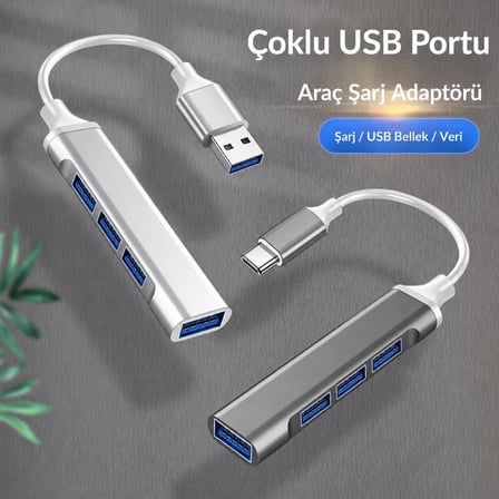 4 Port USB-C Hub USB 3.0 Adaptör Tablet PC MacBook Uyumlu AC809