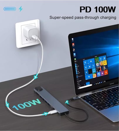 10-in-1 USB C Çoklayıcı, HDMI, RJ45 Ethernet, SD/TF Kart, USB 3.0/2.0 Bağlantı Noktaları, 100W PD Şarj, Gümüş