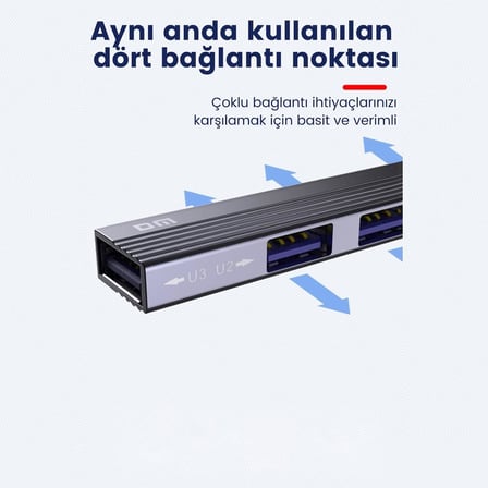 CHB057 USB Type-C to 4 Portlu 3*USB 2.0 1*USB 3.0 Hub Çoklayıcı 1 Metre