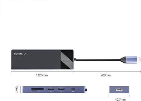 Type-C PD100W 4K 30Hz HDMI SD TF 5Gbps Type-C 4 USB-A Portlu Hub Çoklayıcı