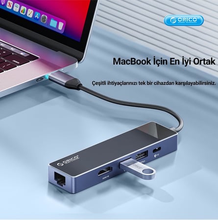 Type-C PD100W 4K 30Hz HDMI SD TF 5Gbps Type-C 4 USB-A Portlu Hub Çoklayıcı