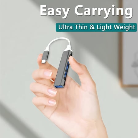 4'ü 1 arada USB C Adaptörü, 4 USB 3.0 Bağlantı Noktası, MacBook Air M1 2018-2022 MacBook Pro M1 2016-2022, iPad Pro, XPS, Pixelbook ve Daha Fazlası için USB Tip C Adaptör
