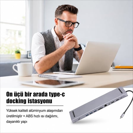 13 in 1 Port USB-C Hub 4K HDMI DP VGA 100W PD Ethernet SD ZR1356