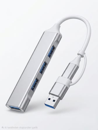USB 3.0 Hub, 4 Portlu Alüminyum USB Çoklayıcı, Çift Giriş