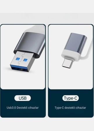 USB 3.0 Hub, 4 Portlu Alüminyum USB Çoklayıcı, Çift Giriş