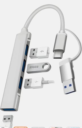 USB 3.0 Hub, 4 Portlu Alüminyum USB Çoklayıcı, Çift Giriş