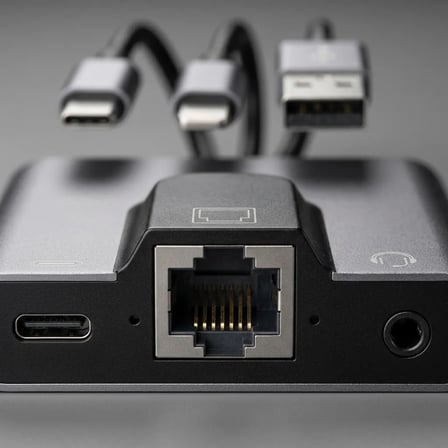 Type-C - RJ45 Ethernet Adaptörü & 3.5mm Ses Girişli PD Şarj Destekli USB-C Hub/Docking Station