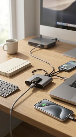 Type-C - RJ45 Ethernet Adaptörü & 3.5mm Ses Girişli PD Şarj Destekli USB-C Hub/Docking Station