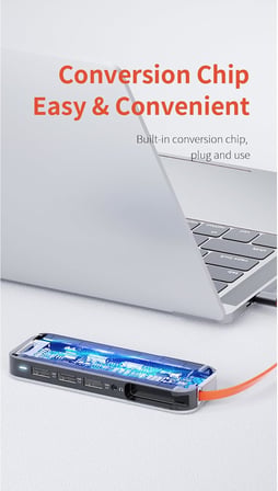 TR06 Multi Fonksiyon 8 in 1 Type-C Hub, Gri, USB 3.0, HDMI 4K, Ethernet