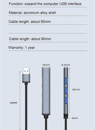 NR1 USB 4 Port USB 2.0 HUB Çoğaltıcı Alüminyum Kasa