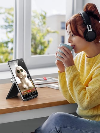 Katlanabilir Tablet Standı iPad MediaPad ile Uyumlu Tablet Tutacağı Surface Galaxy Tab iPhone (Siyah)